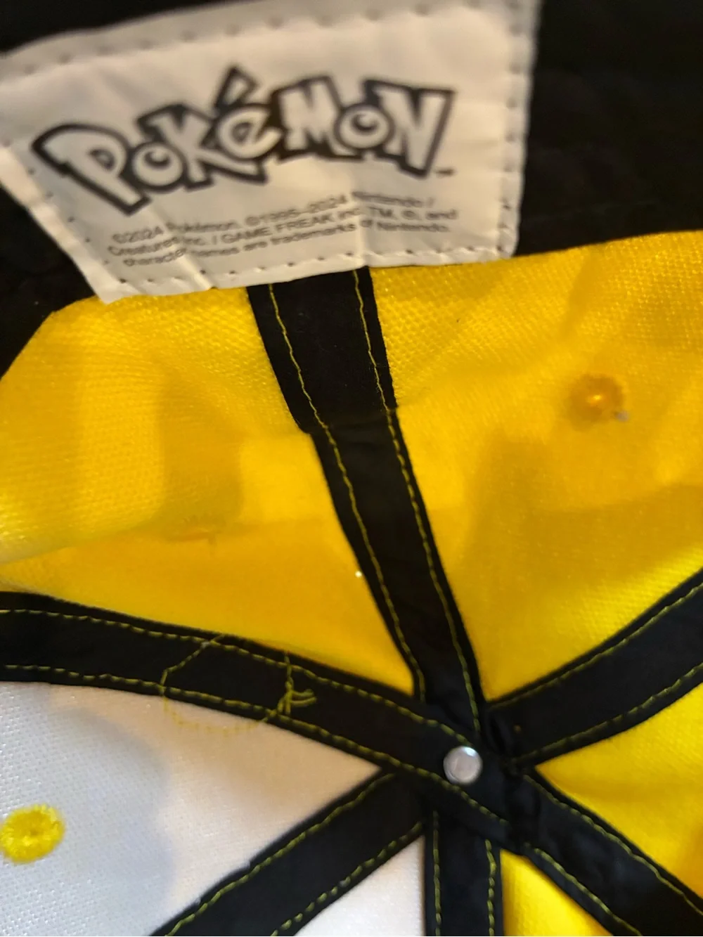 Nintendo Yellow Pikachu Character Cap with Black Ear Tips and Red Cheeks